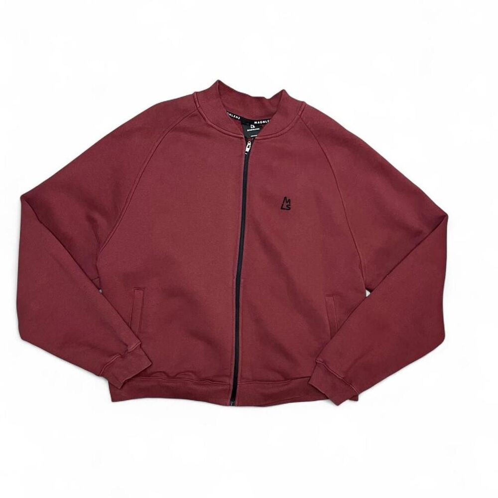 Magnlens Men's Burgundy Bomber Jacket